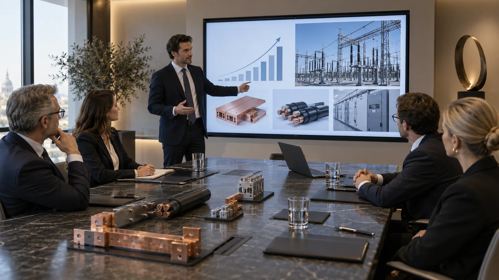 Business meeting for power infrastructure projects